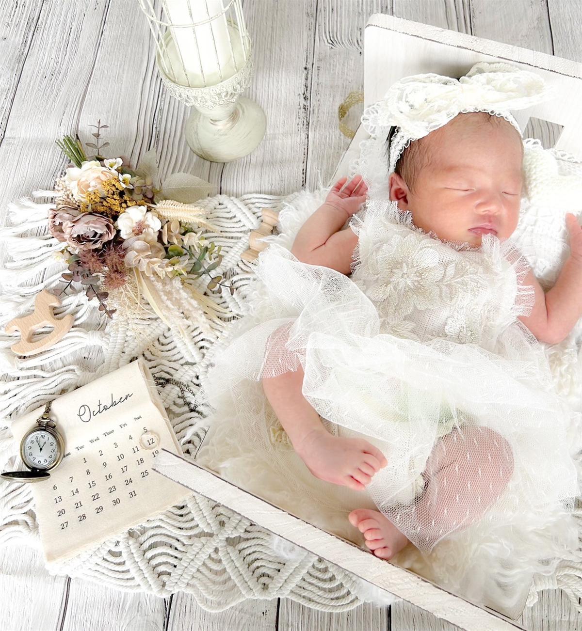 Antiqueセット 撮影サンプル ニューボーンフォト セルフ撮影