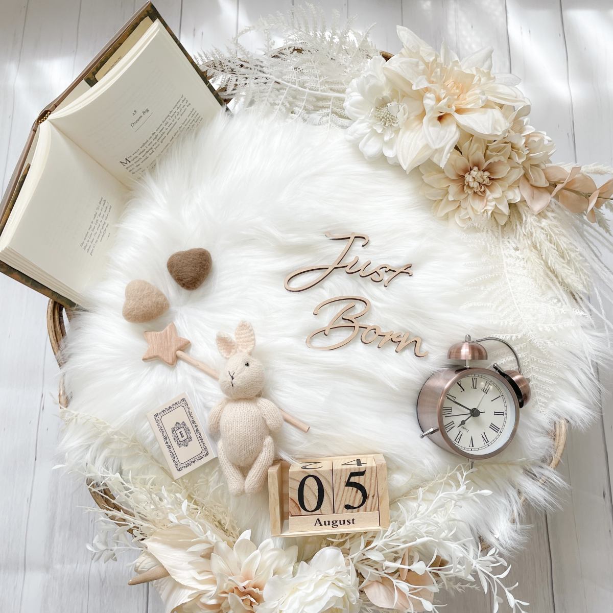 Ivoryセット ニューボーンフォトレンタル オフホワイト かご 新生児撮影 セルフ撮影