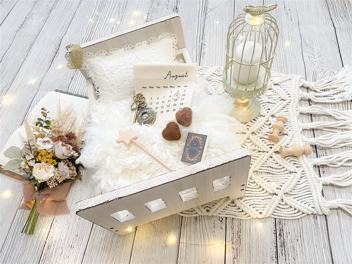 Antiqueセット ニューボーンフォトレンタル アンティーク ミニベッド 新生児撮影 セルフ撮影