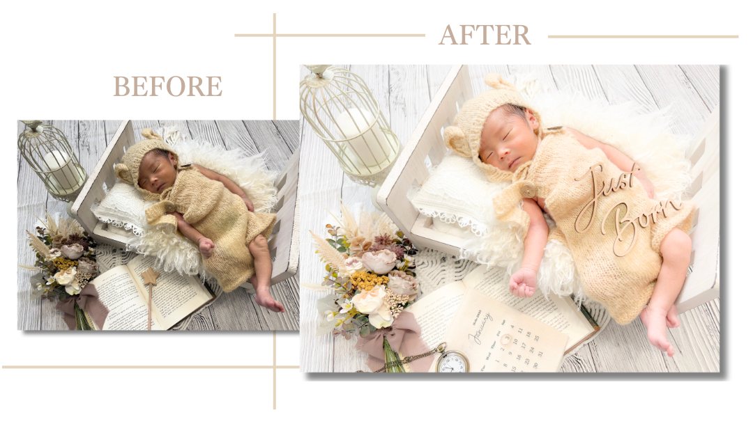 レタッチ写真 Before After ニューボーンフォト